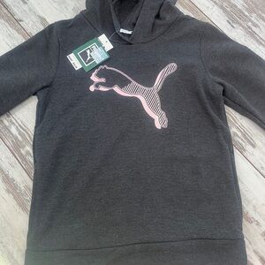 Puma Girls Sweatshirt – Size 12-14 (L), Gray with Pink Logo, NWT